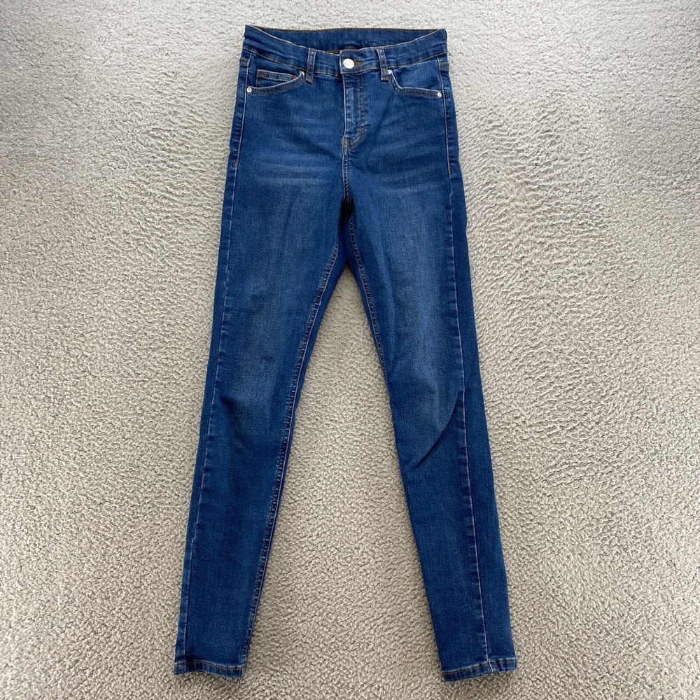 Topshop Jeans Womens 26 High Rise Skinny Stretch Denim Blue Ankle Cotton Blend